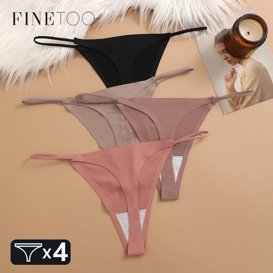 4Pcs Seamless Ice Silk Thongs for Women