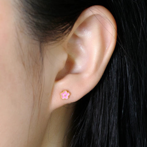 WANTME 925 Sterling Silver Flower Screw Bead Stud Earrings