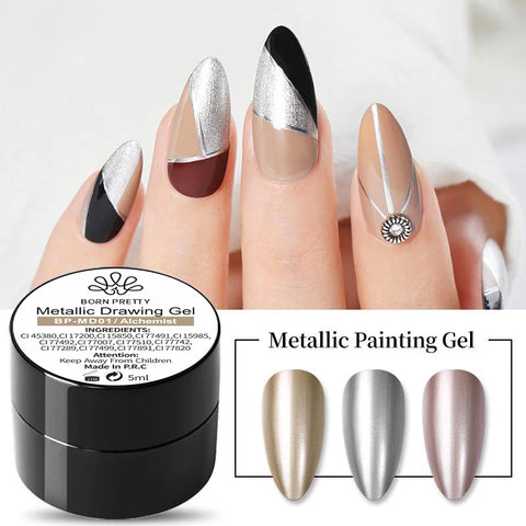 BORN PRETTY Metallic Painting Gel - Gold & Silver