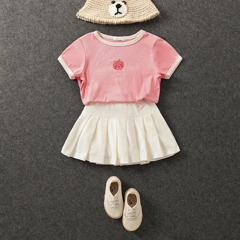 Kids Girls Pleated Culottes Skirt with Safety Pants