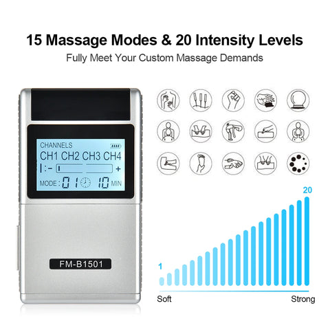 15 Modes EMS Electric Muscle Stimulator TENS Machine for Pain Relief and Health Care