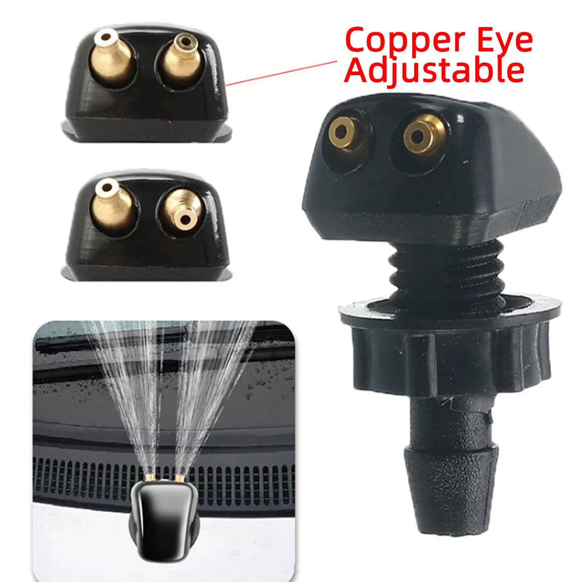 Dual Hole Windshield Wiper Nozzles - 2pcs