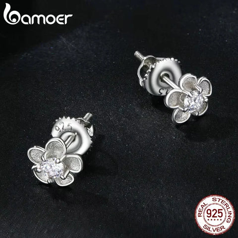 BAMOER Sakura Moissanite Stud Earrings