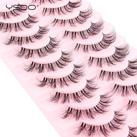YSDO Natural Mink Eyelashes - 3/6/10 Pairs Wispy Faux 3D Lashes