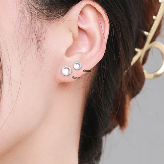 Modian 925 Sterling Silver Moonstone Stud Earrings