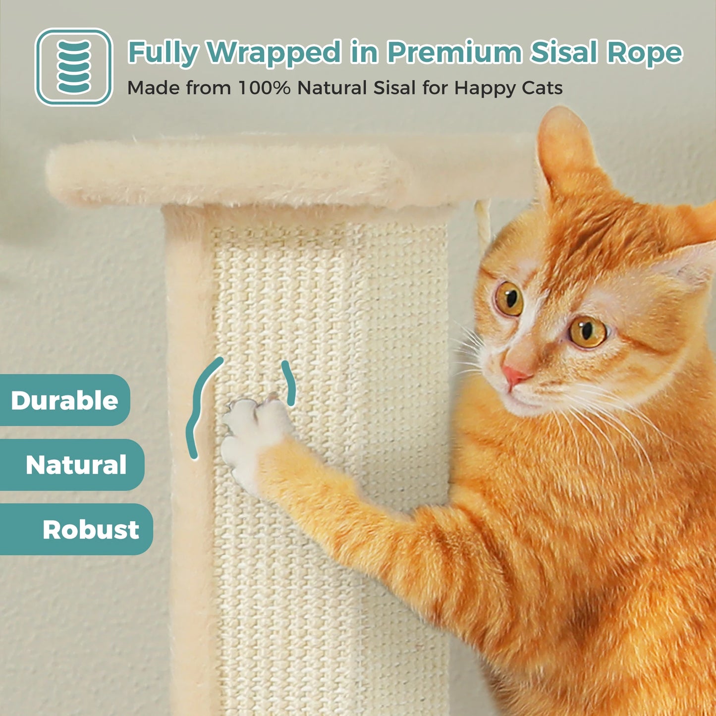 Large Cat Scratching Post for Indoor Cats - Ultimate Scratch Post with Sisal and Dangling Ball