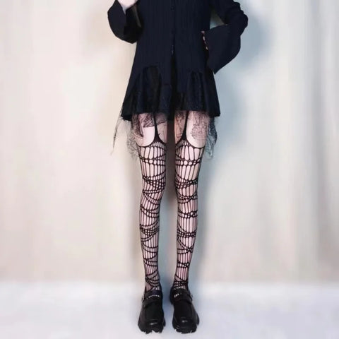 Gothic Bat Long Fishnet Stockings for Women - Harajuku Alternative Tights