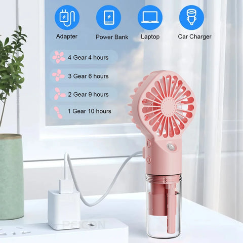 Portable Mini Handheld Nebulizer Fan - Rechargeable USB Cool Mist Cooler for Outdoor Travel