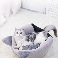 Cute Cat Head Shape Warm Sleep Cave – Cozy Cat House for All Seasons