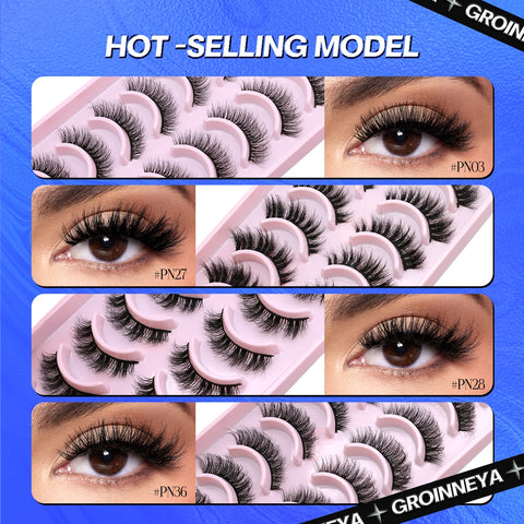 GROINNEYA 3D Faux Mink Lashes – 5/10 Pairs