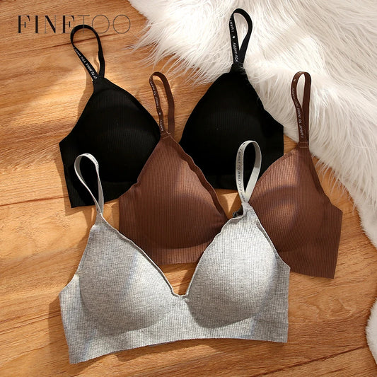 FINETOO Women Wireless Deep V Padded Bralette