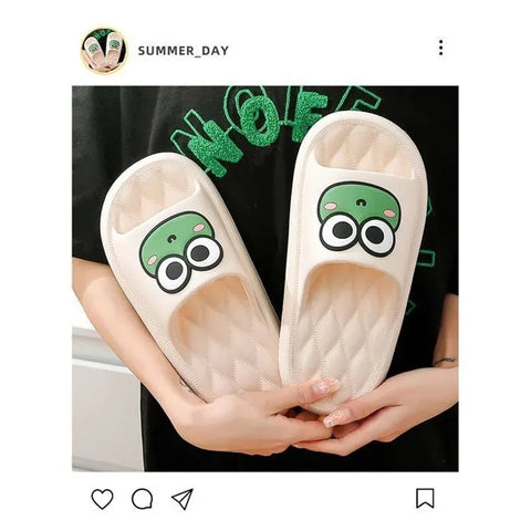 Summer Beach Slides - Cartoon Frog Non-Slip Slippers