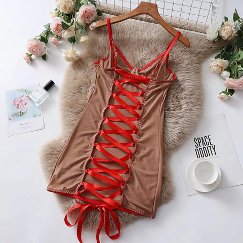 Seductive Sheer Lace Backless Dress - Perfect for Romantic Nights