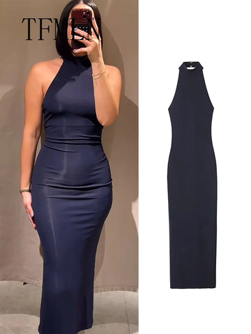 TFMLN Dames Halter Halterjurk - Moeiteloze elegantie voor elke gelegenheid 