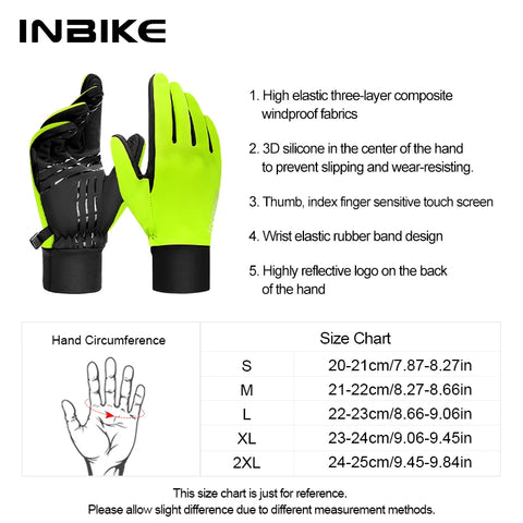 INBIKE Winter Cycling Gloves - Warm, Waterproof, Touchscreen Biking Gloves for Men & Women