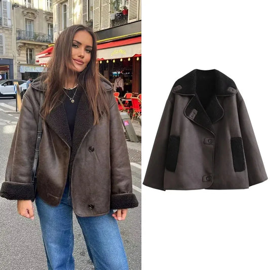 MUJER 2025 Dikke imitatieleren jassen voor dames - Stijlvolle warme herfst-winterjassen