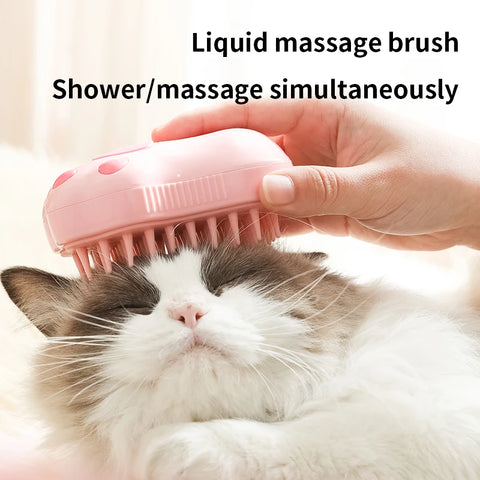 3-in-1 Electric Pet Brush - Cat & Dog Grooming with Spray & Massage