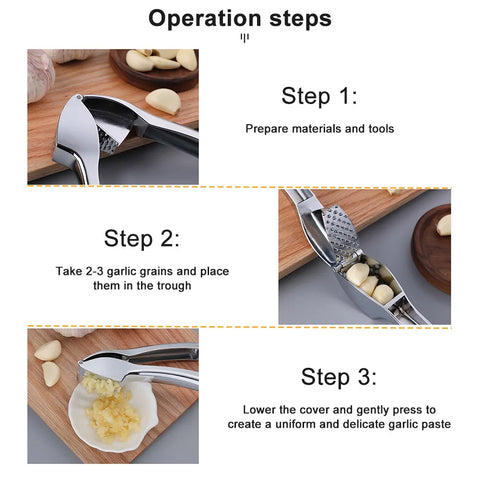 Ergonomic Garlic Press - Handheld Masher for Effortless Garlic and Ginger Crushing