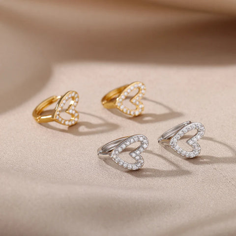 Stainless Steel Earrings for Women - Geometric Butterfly Twist Heart Zircon Minimalist Wedding Aesthetic Jewelry Gift 2023