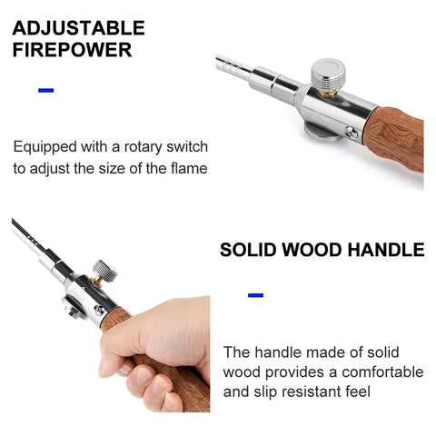 Widesea Camping Long Flame Igniter - Portable Wooden Handle Burner for BBQ and Picnics