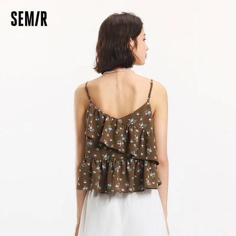 Semir Vacation Style Blouse voor Dames - Haltertop met Ruches 