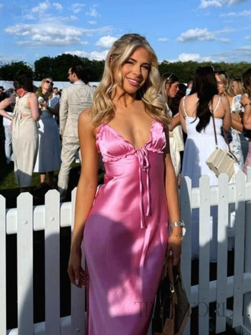 TRAF White Bow Tied Satin Sling Dress