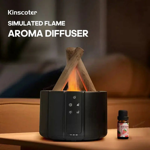 KINSCOTER 280ml Campfire Simulated Flame Aroma Diffuser - Enhance Your Space