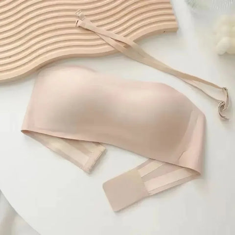 Seamless Tube Top Bra with Invisible Straps - Non-Slip Wireless Bralette for Women