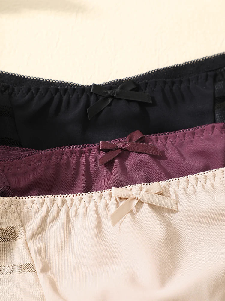 FINETOO 3pcs Women's Lace Hollow Out Underwear