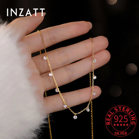 INZATT Real 925 Sterling Silver Water Drop Choker Necklace
