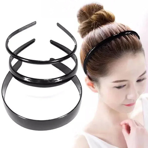 Zwarte modieuze golvende unisex haarband van kunststofhars - sportief haaraccessoire 