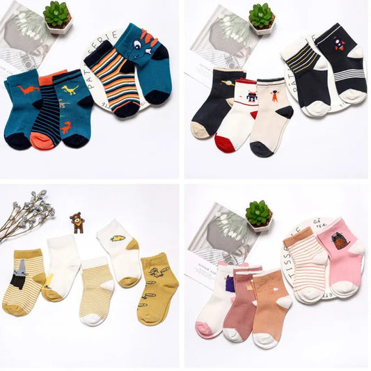 Children's Thick Terry Dinosaur Space Socks