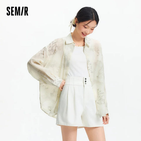 Semir Long Sleeve Shirt Dames - Oversized Artistieke Stijl