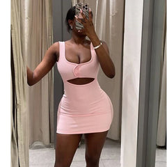 MUJER 2025 Pink Slip Mini Dress for Women