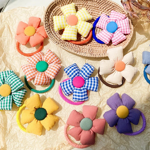 2 stuks elastische haarbanden met bloemenstrik voor meisjes en kinderen - schattige cartoon haaraccessoires