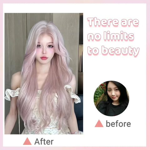 Pink Wavy Cosplay Wig for Women