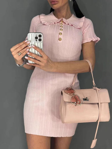 TARUXY High Waist Ruffled Mini Dress for Women - Elegant Vintage Summer Fashion