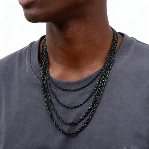 Minimalist Twist Rope Chain Necklace for Men & Women - Stylish Stainless Steel Jewelry in Gold, Silver, and Black