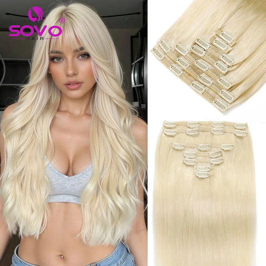 160g Clip In Human Hair Extensions - Blonde Chocolate Brown Ombre