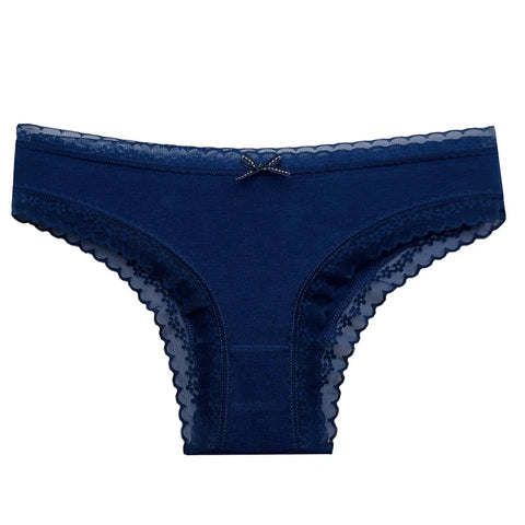 5 Pcs Women Cotton Lace Briefs - Sexy Low Waist Underwear M-XL
