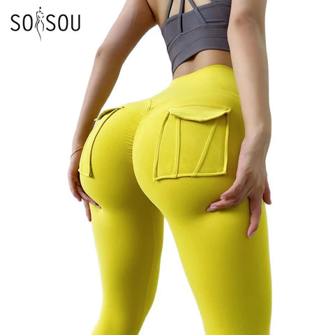 SOISOU Women's High Waist Nylon Leggings for Yoga and Sports