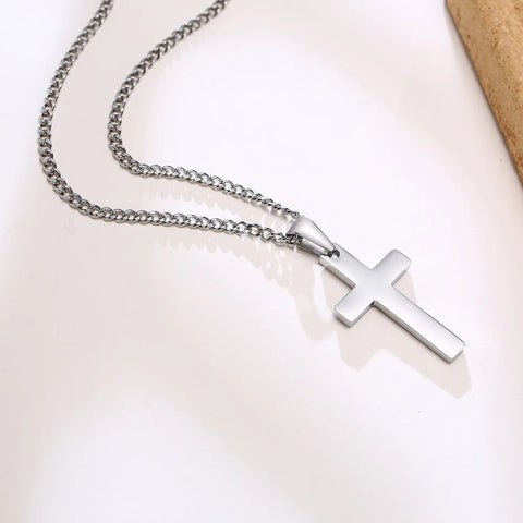 Casual Cross Pendant Necklaces for Men and Boys - Waterproof Stainless Steel Jewelry Gifts