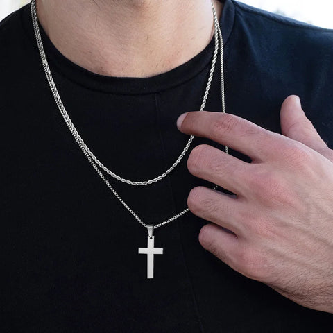 Waterproof Cross Necklaces for Men - Anti-Allergy Stainless Steel Jewelry Gifts