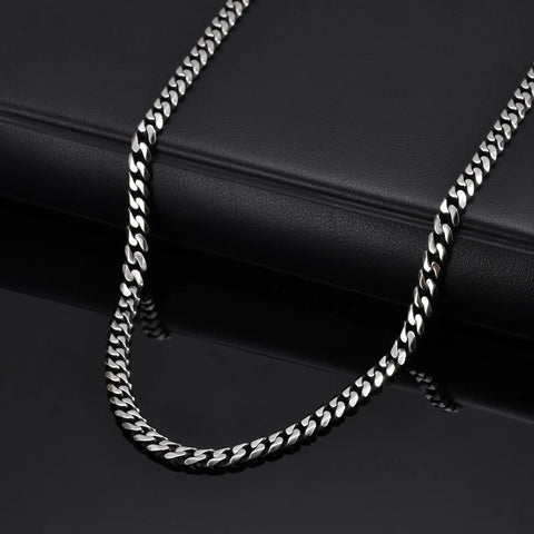 Vintage Chain Necklace for Men and Boys - Retro Grey Stainless Steel Collars