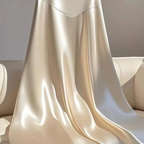 OCEANLOVE Witte satijnen rokken voor dames - A-lijn Franse stijl elegante vintage lange rok