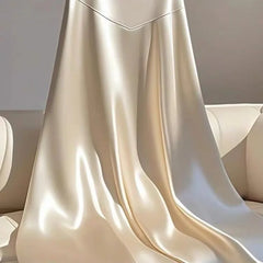 OCEANLOVE White Satin Skirts for Women - A-line French Style Elegant Vintage Long Skirt