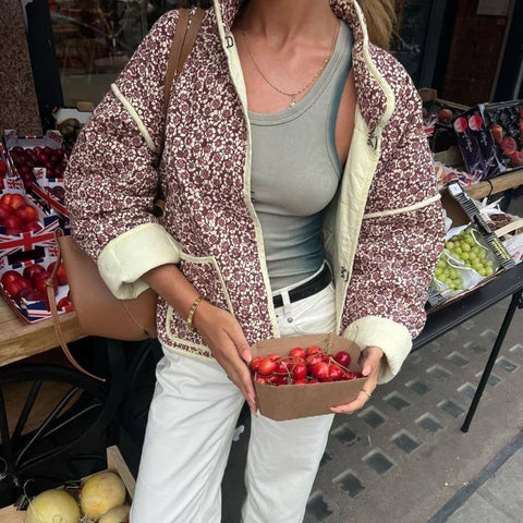 TARUXY Bloemenprint Jassen Voor Dames - Modieuze Slanke Jas met Zakken