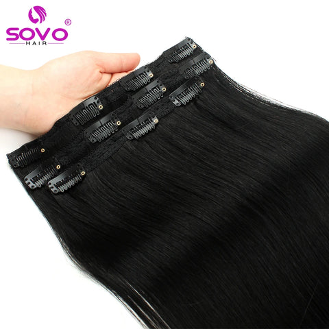 Clip In Hair Extensions 100% Human Hair - Jet Black