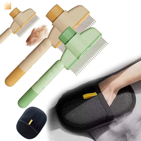 Cat and Dog Hair Remover Brush and Grooming Gloves Set