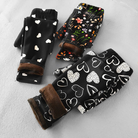 Spring Autumn Girls Fleece Leggings